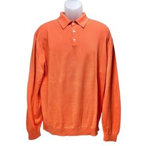 Brooks Brothers Men’s XL Orange Silk Cotton Long Sleeve Polo Sweater
